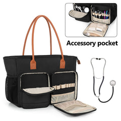 CURMIO Nurse Tote Bag laptop sleeve protects devices up to 15.6 inches.