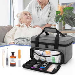 CURMIO small first aid bag dimensions 12.7 by 6.9 by 7.3 inches fit home or car storage.