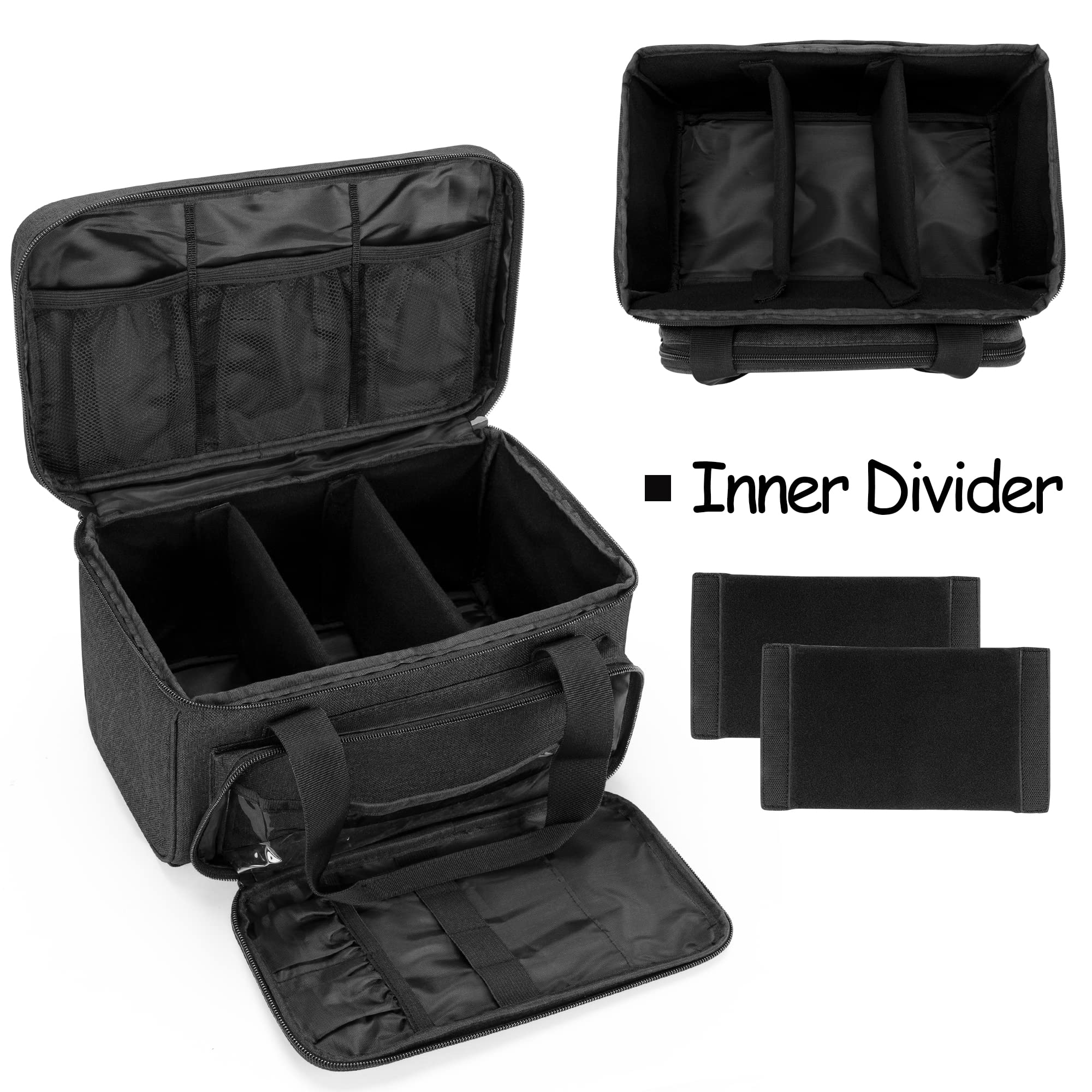 CURMIO bag inside view highlights main compartment with removable dividers