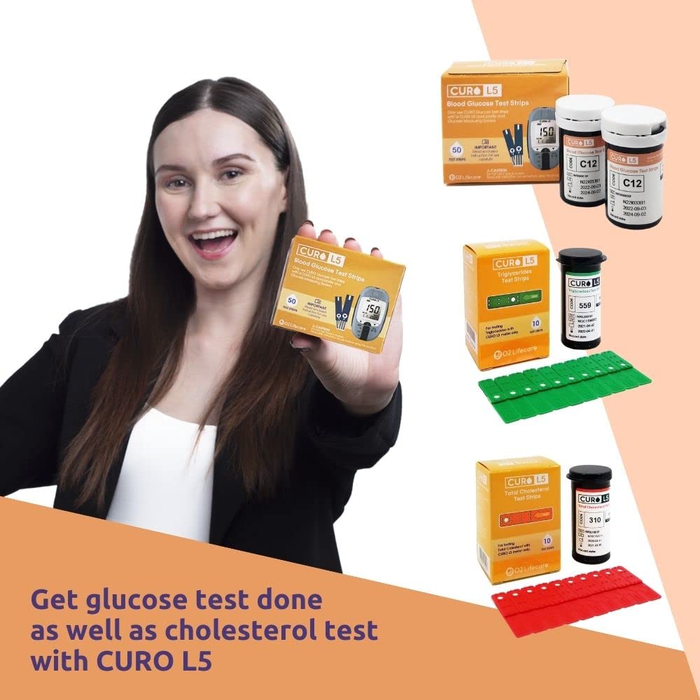 CURO L5 glucose strips with ample supply for daily monitoring.