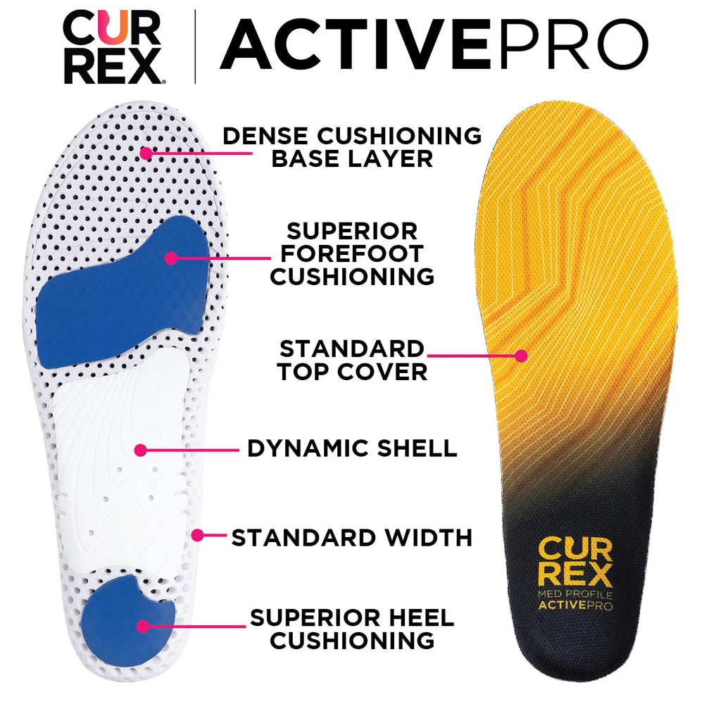 CURREX ActivePro insoles multiprofile arch support accommodates varied arches for a custom feel