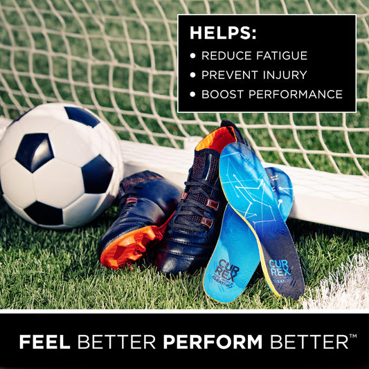 Currex CLEATPRO cushioning enhances comfort during long soccer sessions.