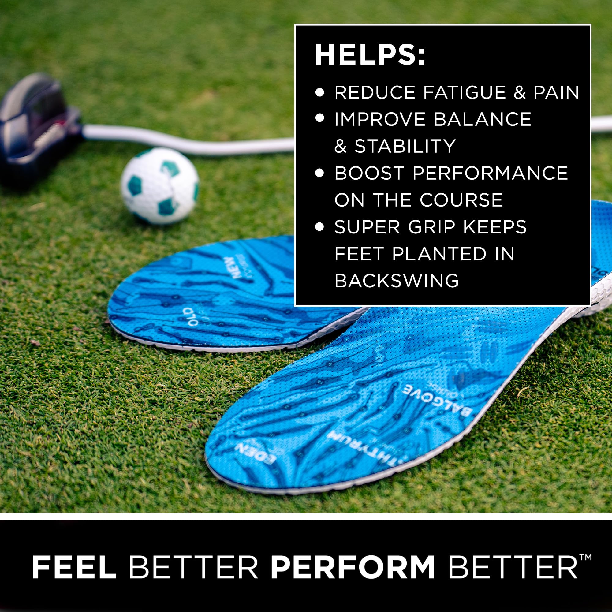 currex GolfPro insole provides shock absorbing cushioning for longer on course comfort