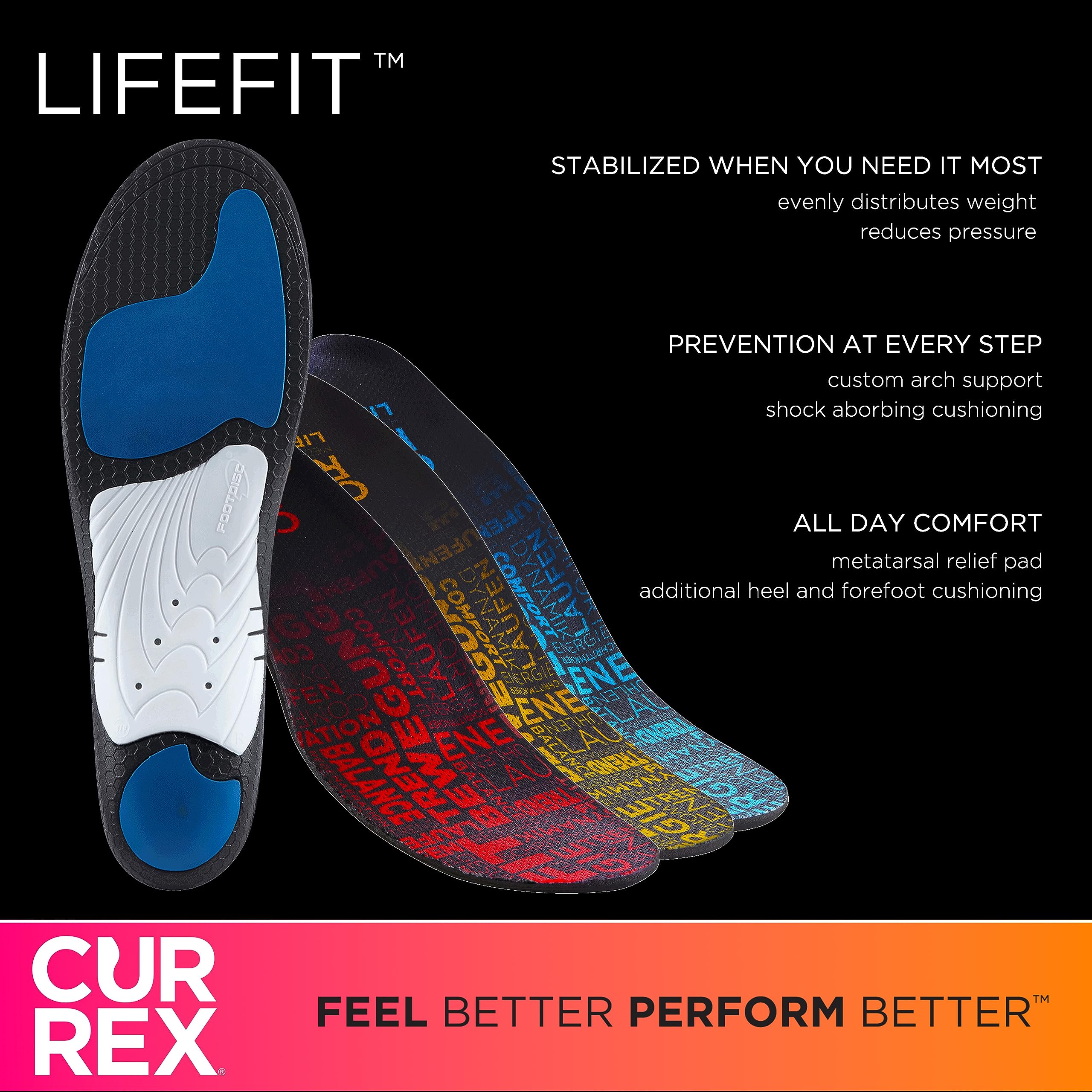 CURREX LifeFit breathable, sweat-absorbent material keeps feet cool