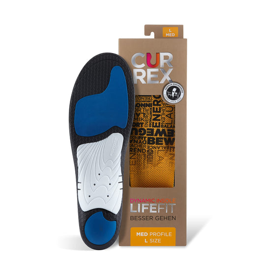 Currex Lifefit forefoot pad provides targeted comfort for extended standing and walking.