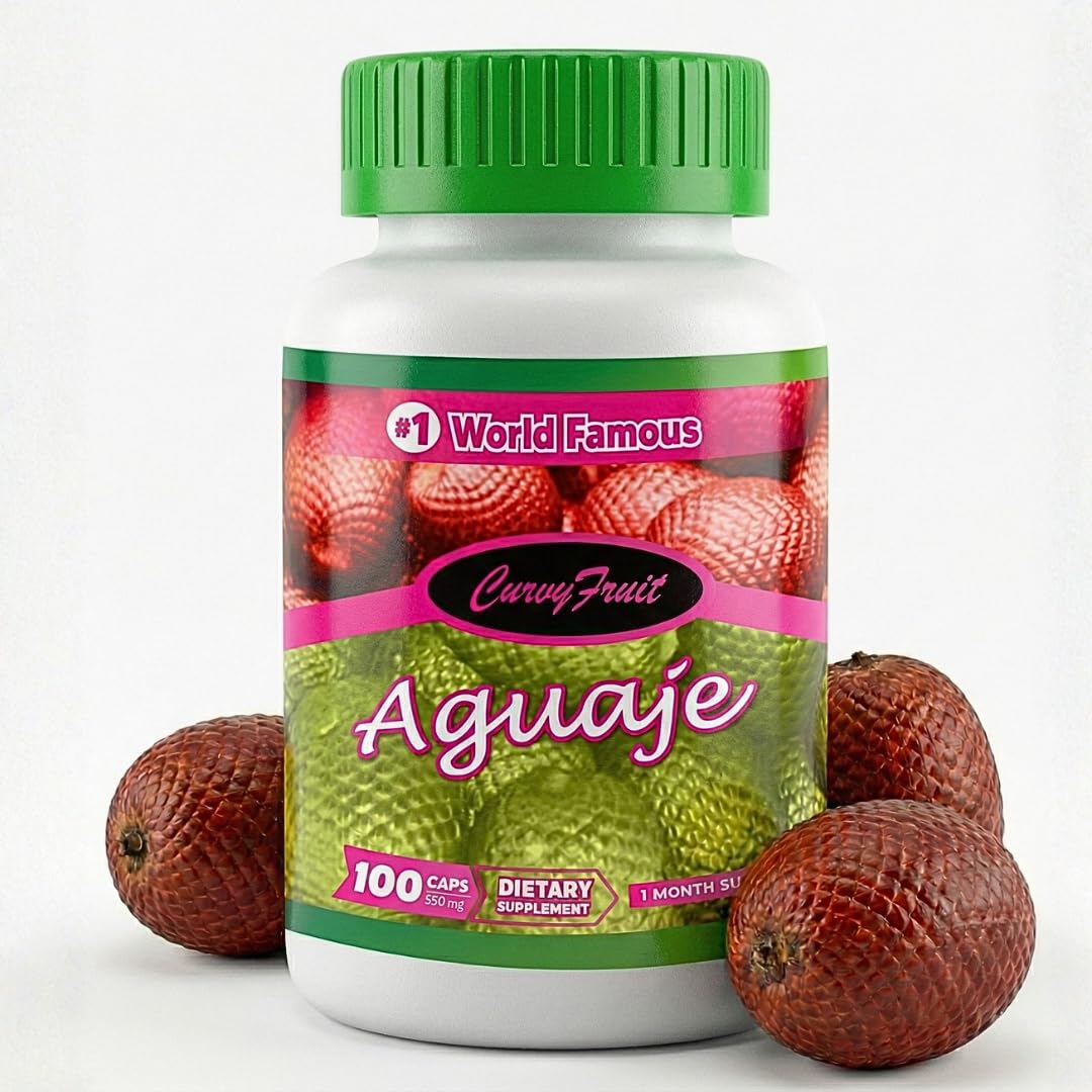 CurvyFruit Aguaje bottle close up showing natural curve support