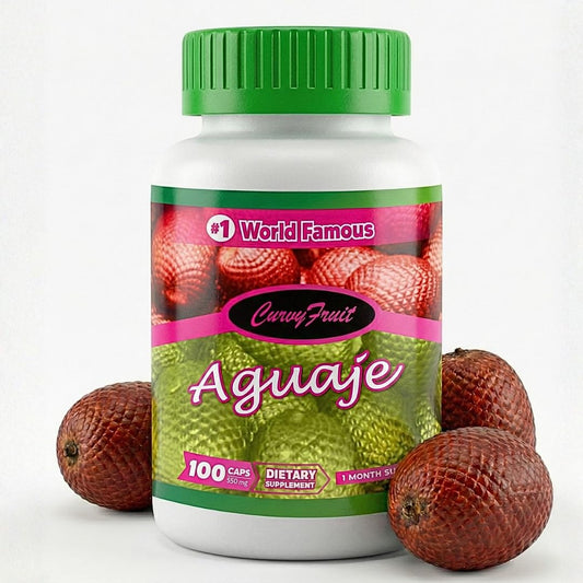 CurvyFruit Aguaje bottle close up showing natural curve support