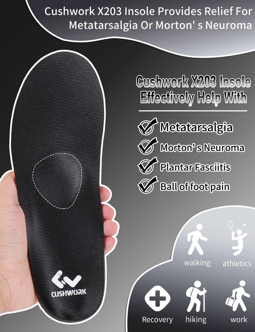 Cushwork cushioned orthotics deliver maximum cushioning for sports and walking.