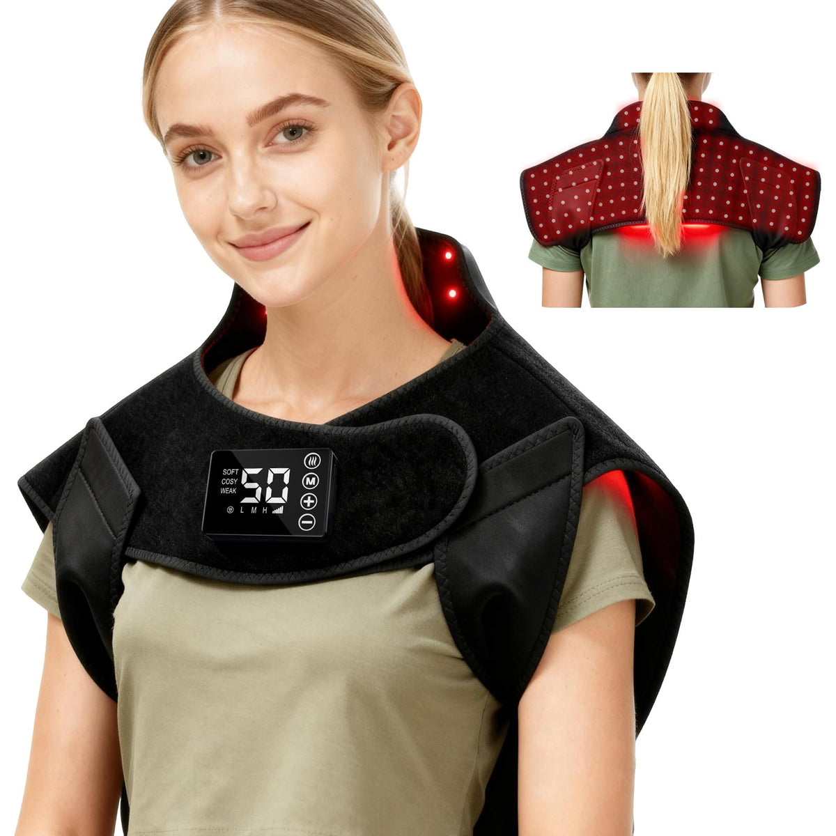 Cutiskrave neck-shoulder wrap with red light therapy for neck comfort and ease of tension