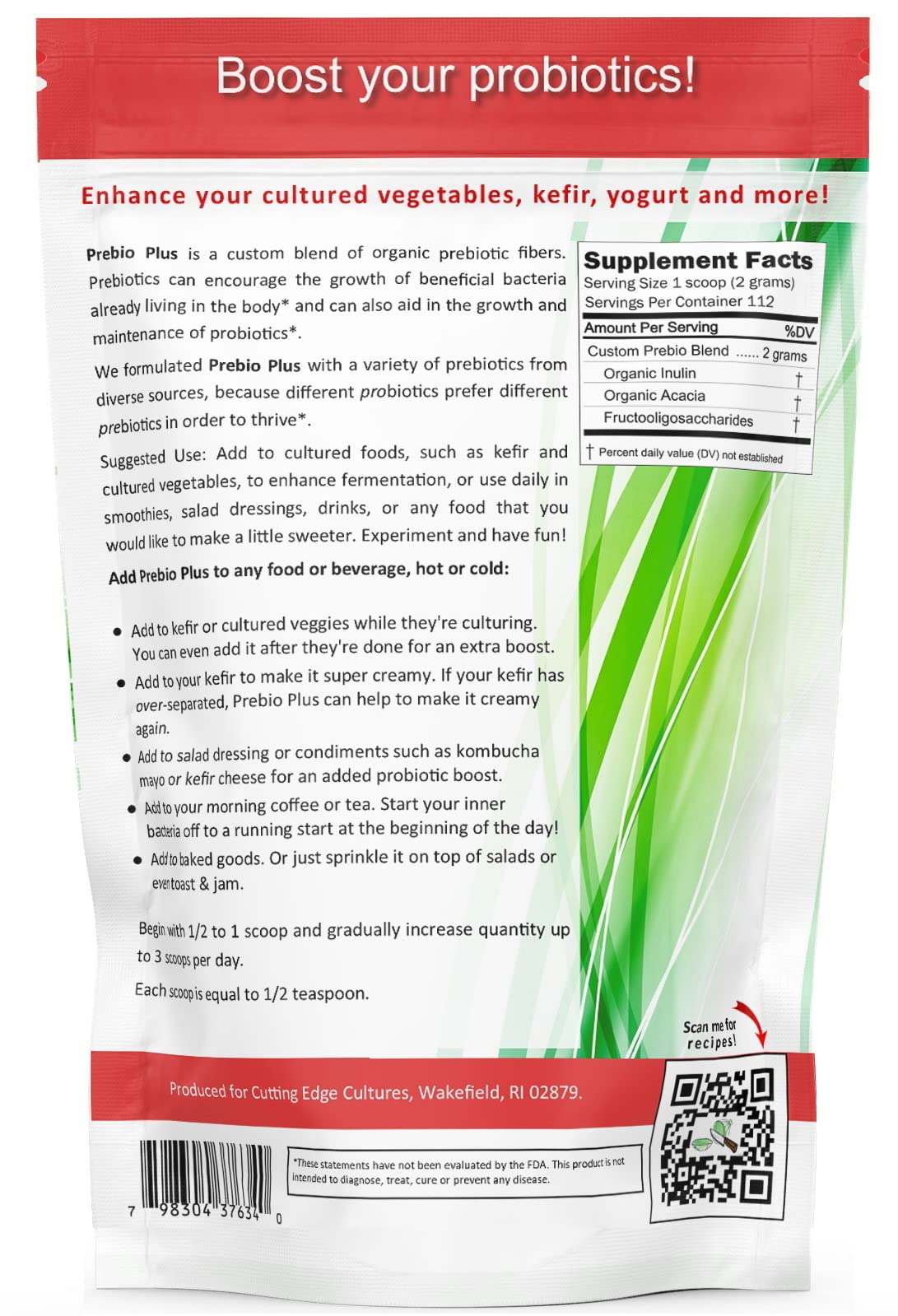 Included Prebio Plus scoop helping precise daily dosing.