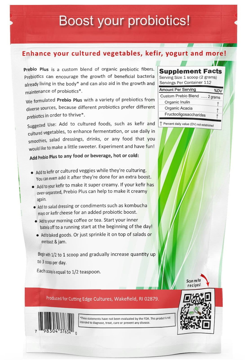 Included Prebio Plus scoop helping precise daily dosing.