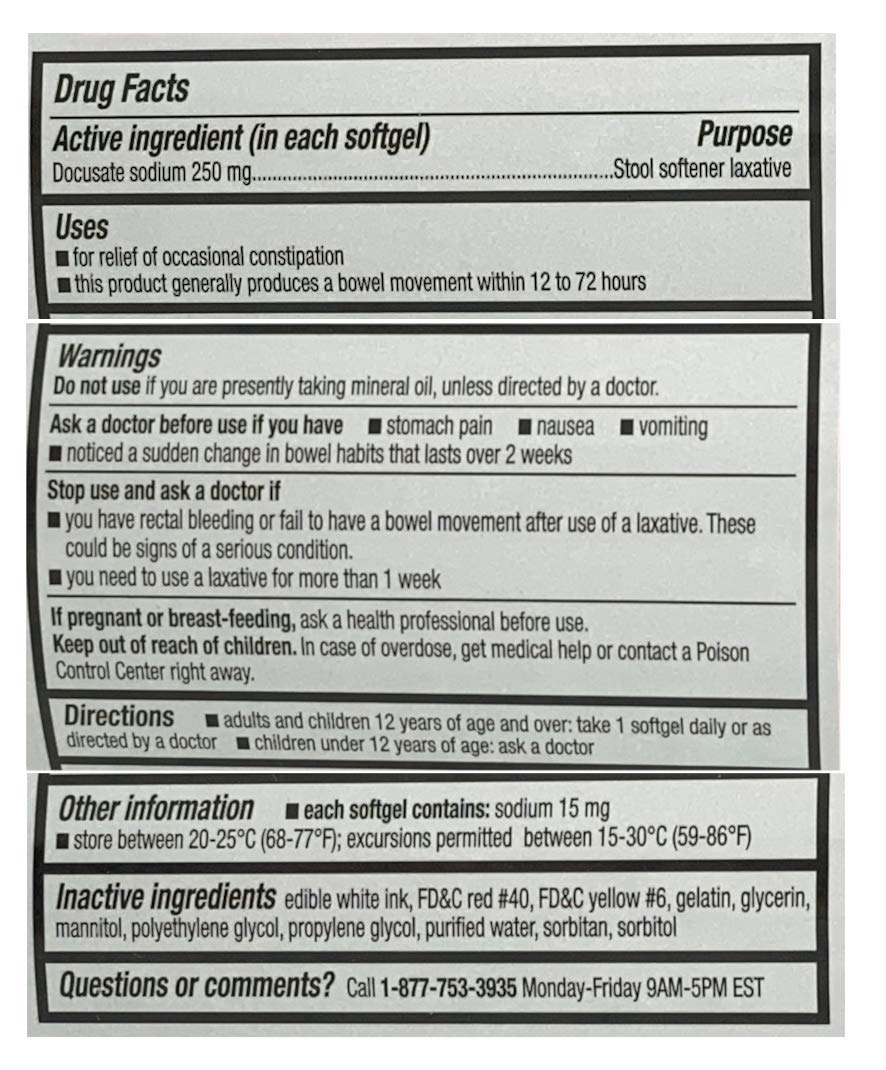 CVS Health docusate sodium softgels 250 mg image showing softgels for gentle use