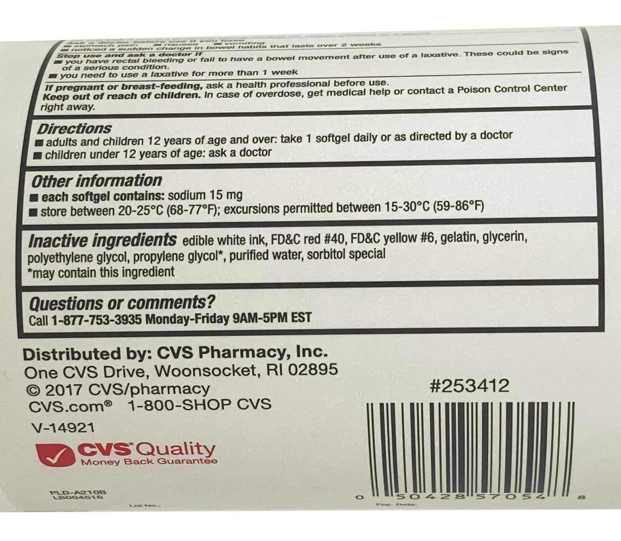 CVS Health Stool Softener 500-count pack on display, value for households.