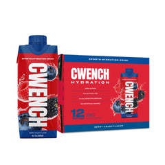CWENCH Hydration Berry Crush bottle front, zero sugar, on-the-go refreshment