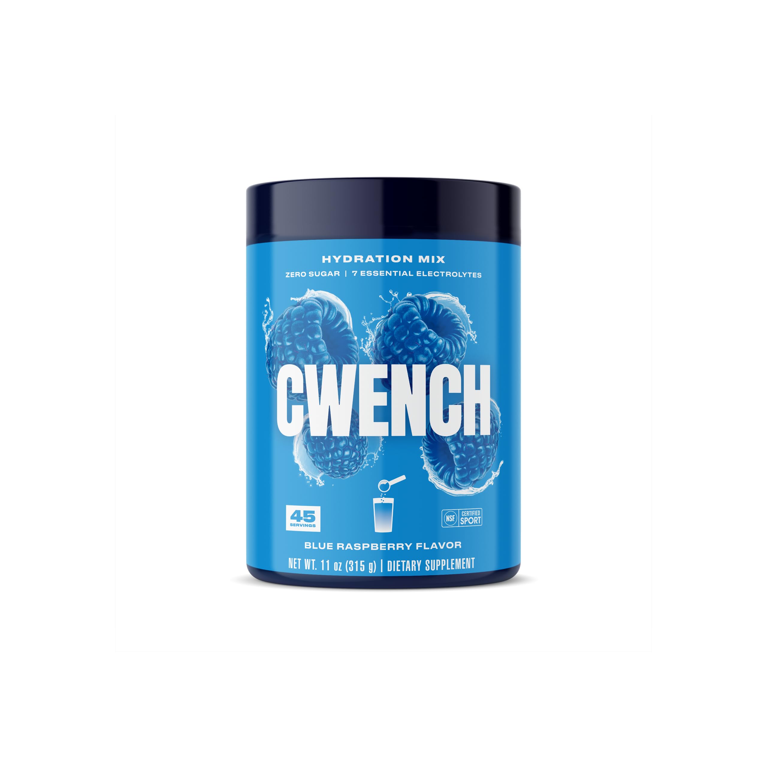 CWENCH Hydration Blue Raspberry glass for daily performance and refreshing hydration