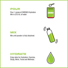 CWENCH Hydration Cherry Lime bottle with scoop for easy daily hydration.