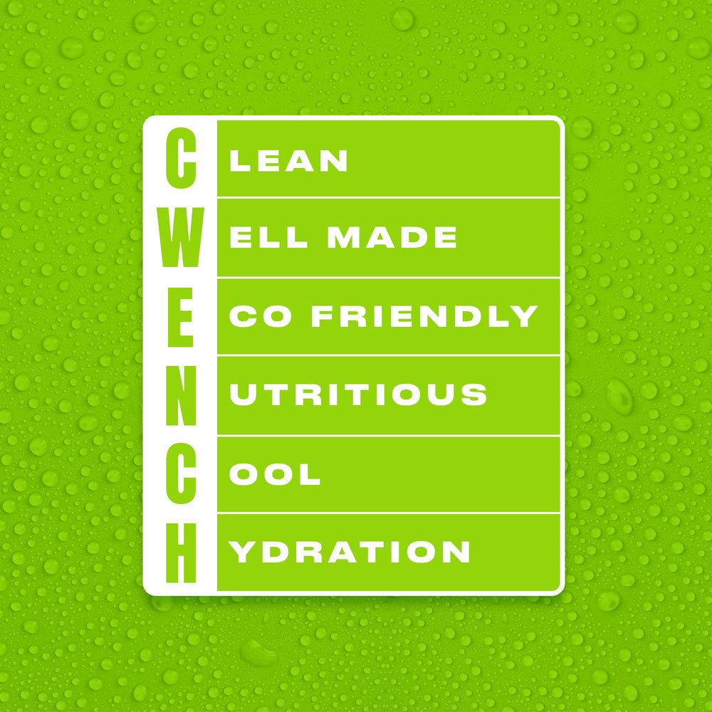 CWENCH Hydration Cherry Lime label close-up highlighting natural sweetener.