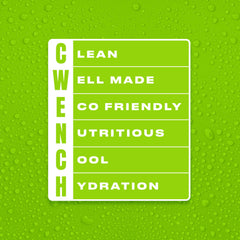 CWENCH Hydration Cherry Lime label close-up highlighting natural sweetener.