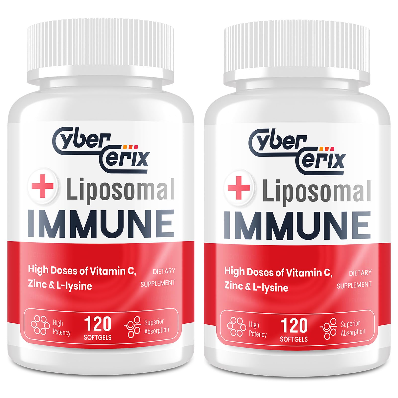 The CyberCerix Liposomal Immune Support bottle front, showcasing daily wellness.