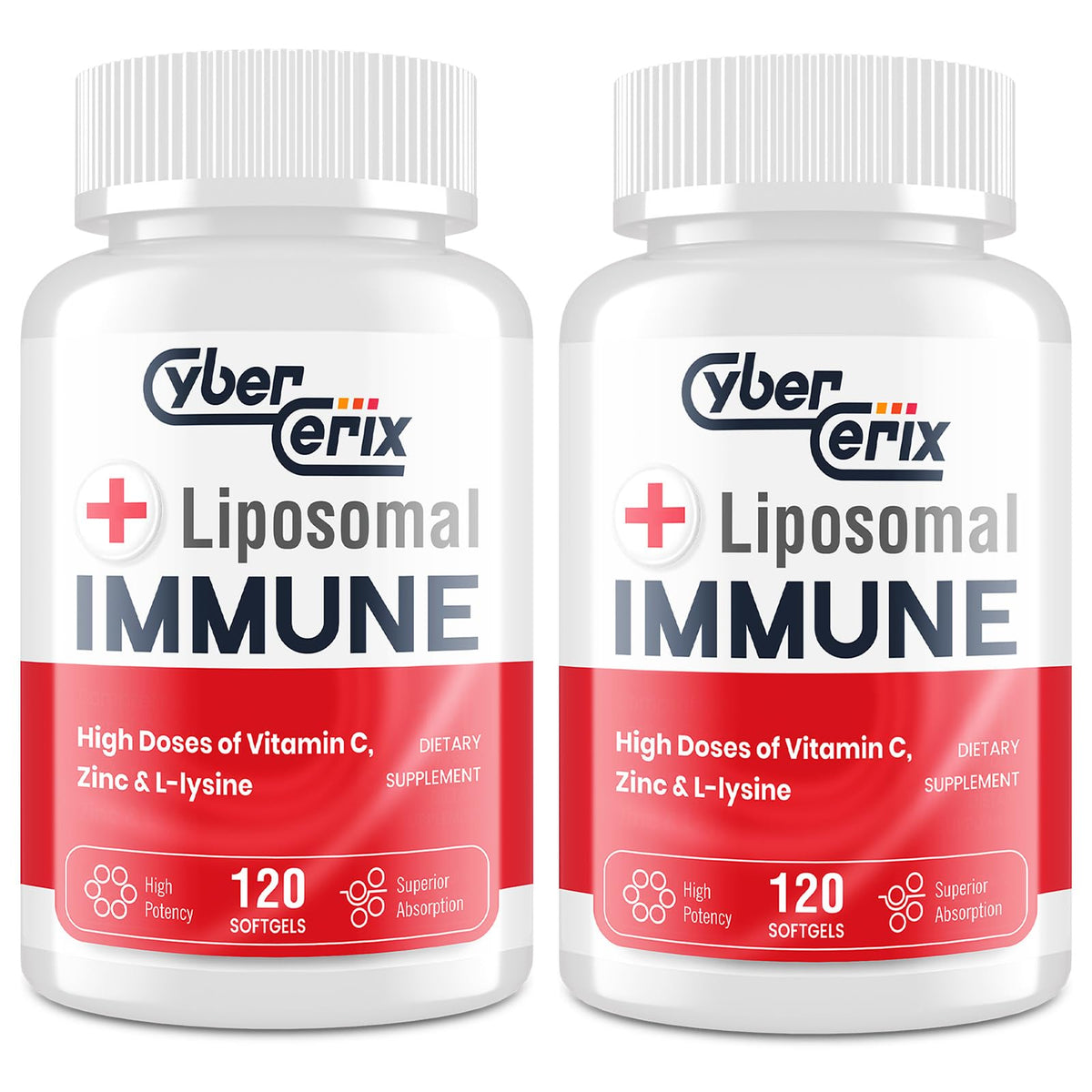 The CyberCerix Liposomal Immune Support bottle front, showcasing daily wellness.