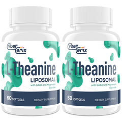 CyberCerix liposomal L-Theanine 500mg bottle highlights high potency capsules