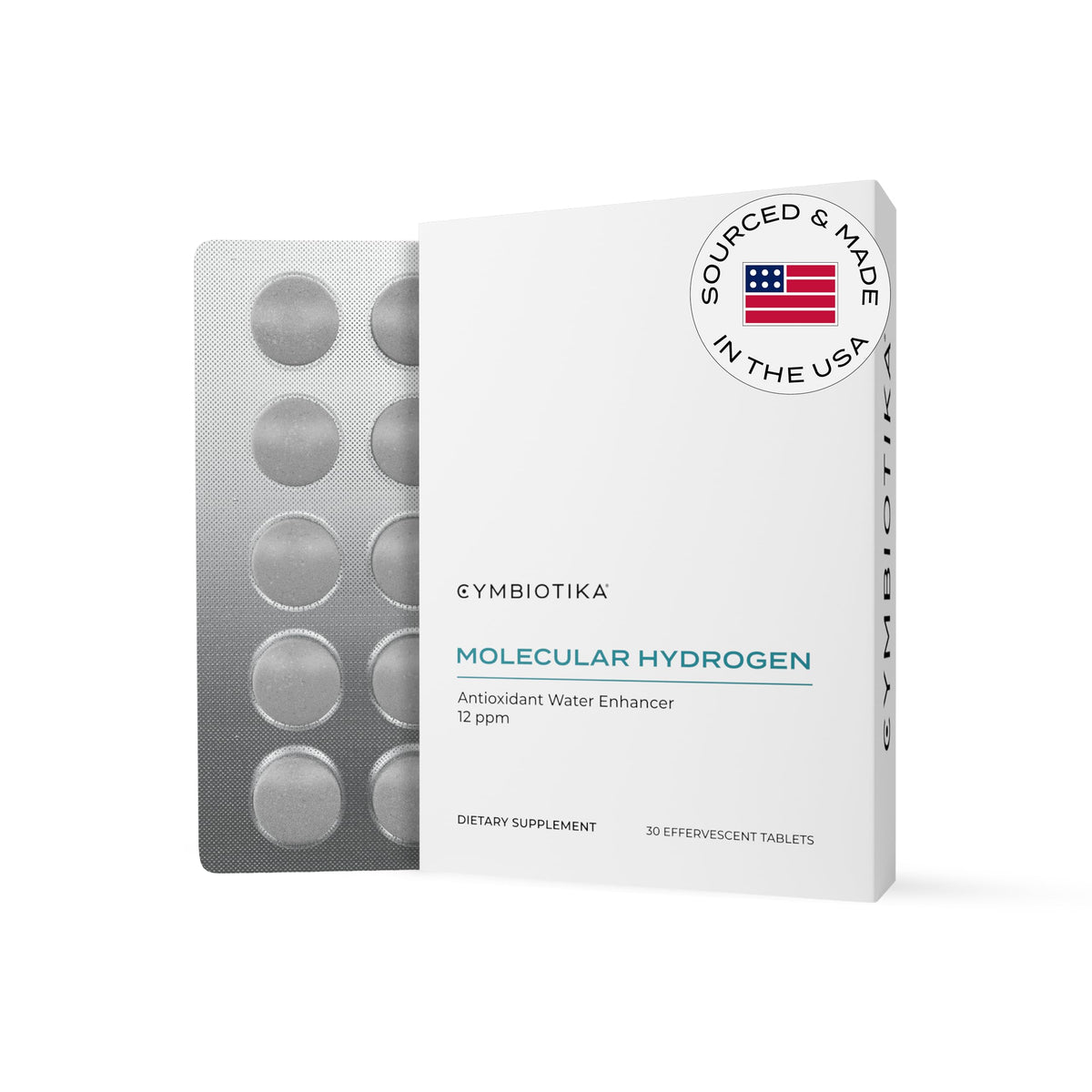 CYMBIOTIKA H2 tablet dissolving in a glass for quick hydration.