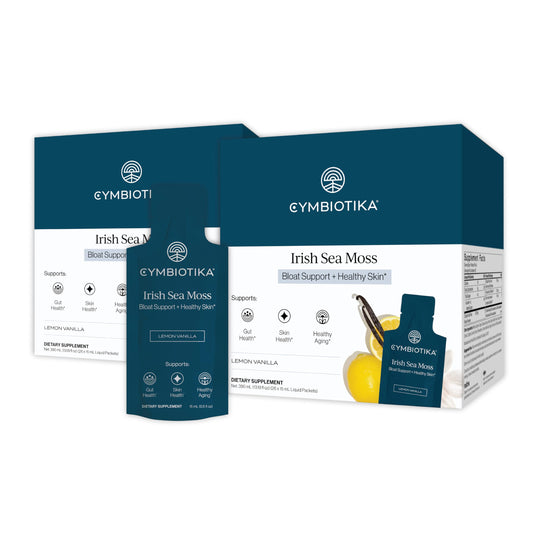CYMBIOTIKA Irish Sea Moss packet for on-the-go daily servings supporting overall wellness.