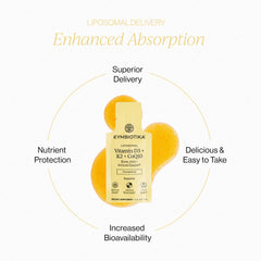 CYMBIOTIKA packets opened reveal a smooth liquid with easy on-the-go serving.