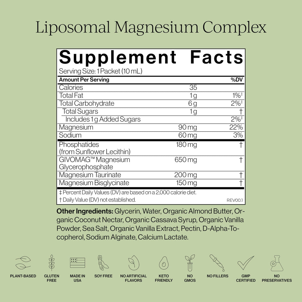 Glass ready to receive Liposomal Magnesium Complex from Cymbiotika.