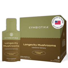 CYMBIOTIKA Longevity Mushrooms bottle-front suggesting daily wellness use