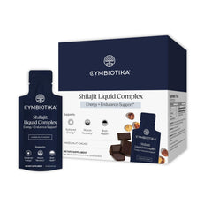 CYMBIOTIKA Shilajit Liquid Complex packet opening for on-the-go energy support.