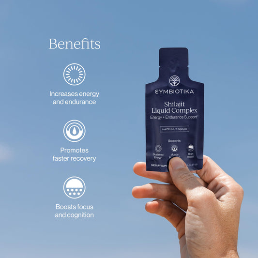 CYMBIOTIKA Shilajit Liquid Complex pour action demonstrating fast delivery.