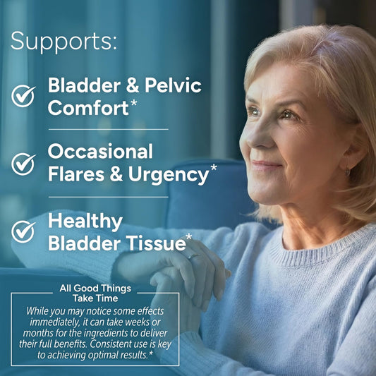 CystoMend packaging displays 180 capsules for extended bladder wellness