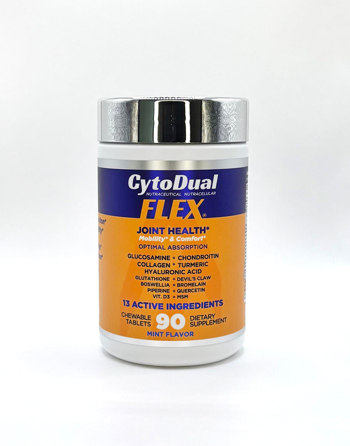 Cytodual Flex bottle front, signaling daily joint support and easy dosing.