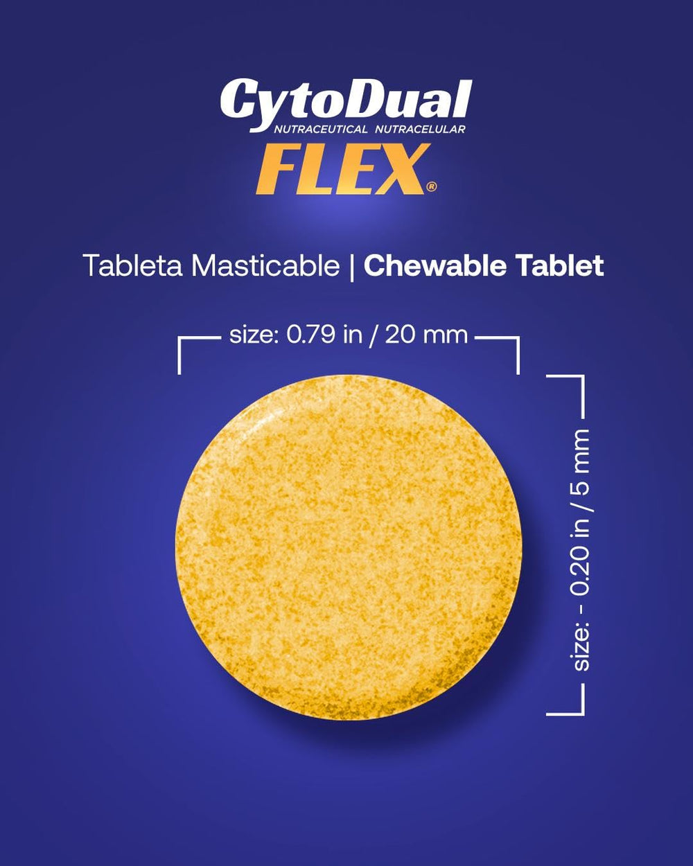 Cytodual Flex chewable tablets in hand, signaling portable daily use.