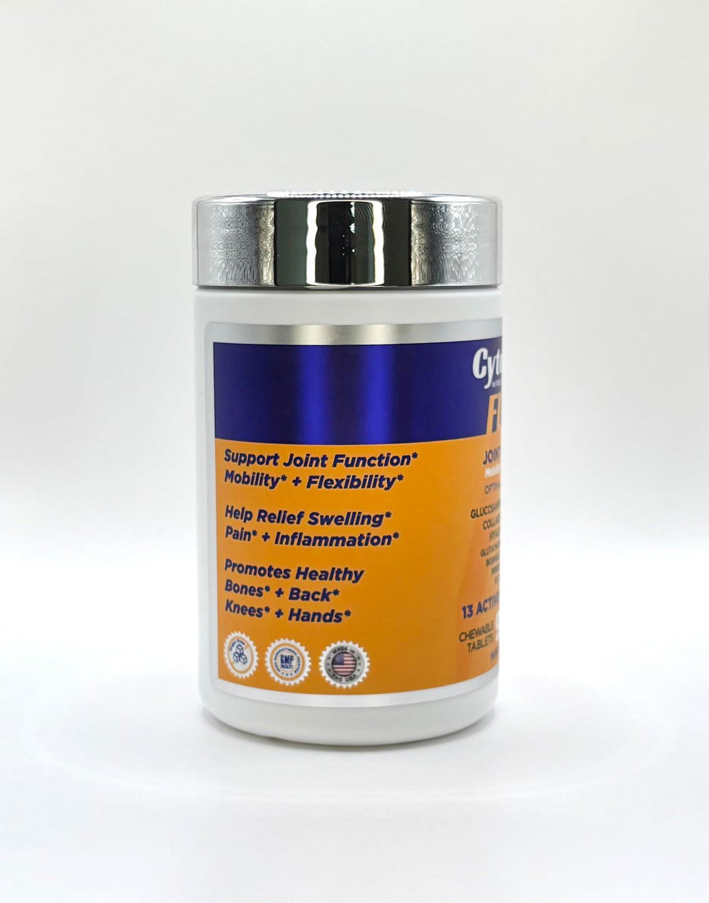 Cytodual Flex hyaluronic acid source label, featuring natural joint lubrication concept.