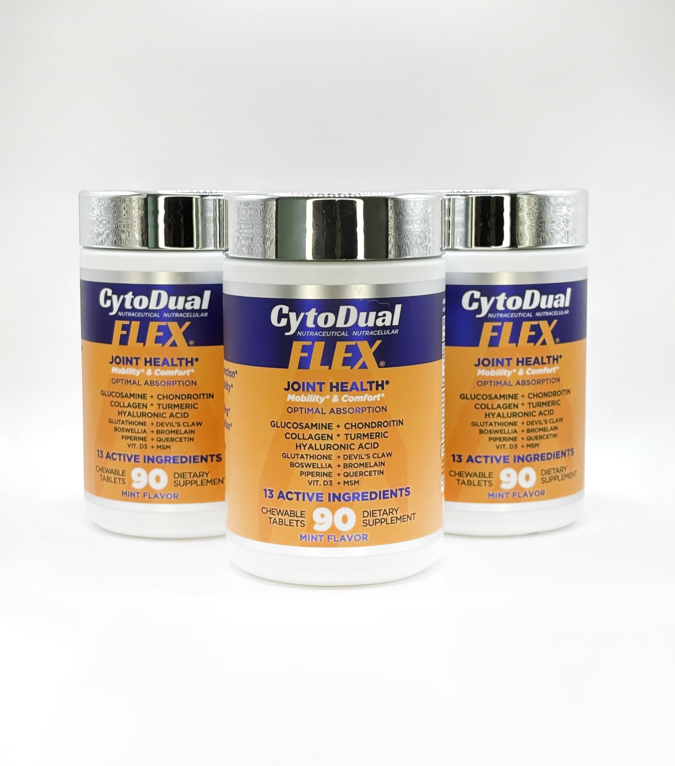 Cytodual Flex tablet texture close-up, highlighting compact chewable format.
