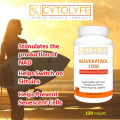 CYTOLYFE Quercetin-resveratrol capsules closeup for combination formula.