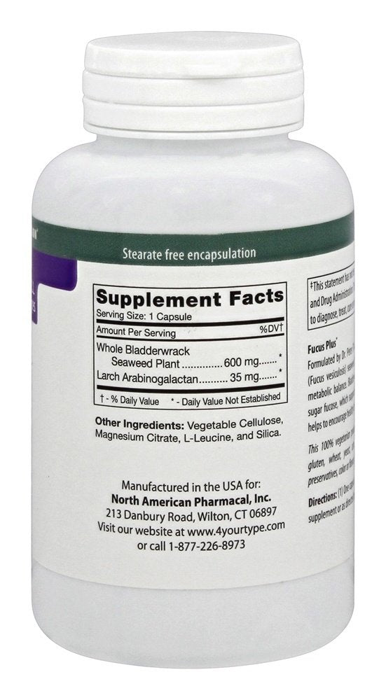 D'Adamo Fucus Plus capsules displaying 60 vegetarian capsules