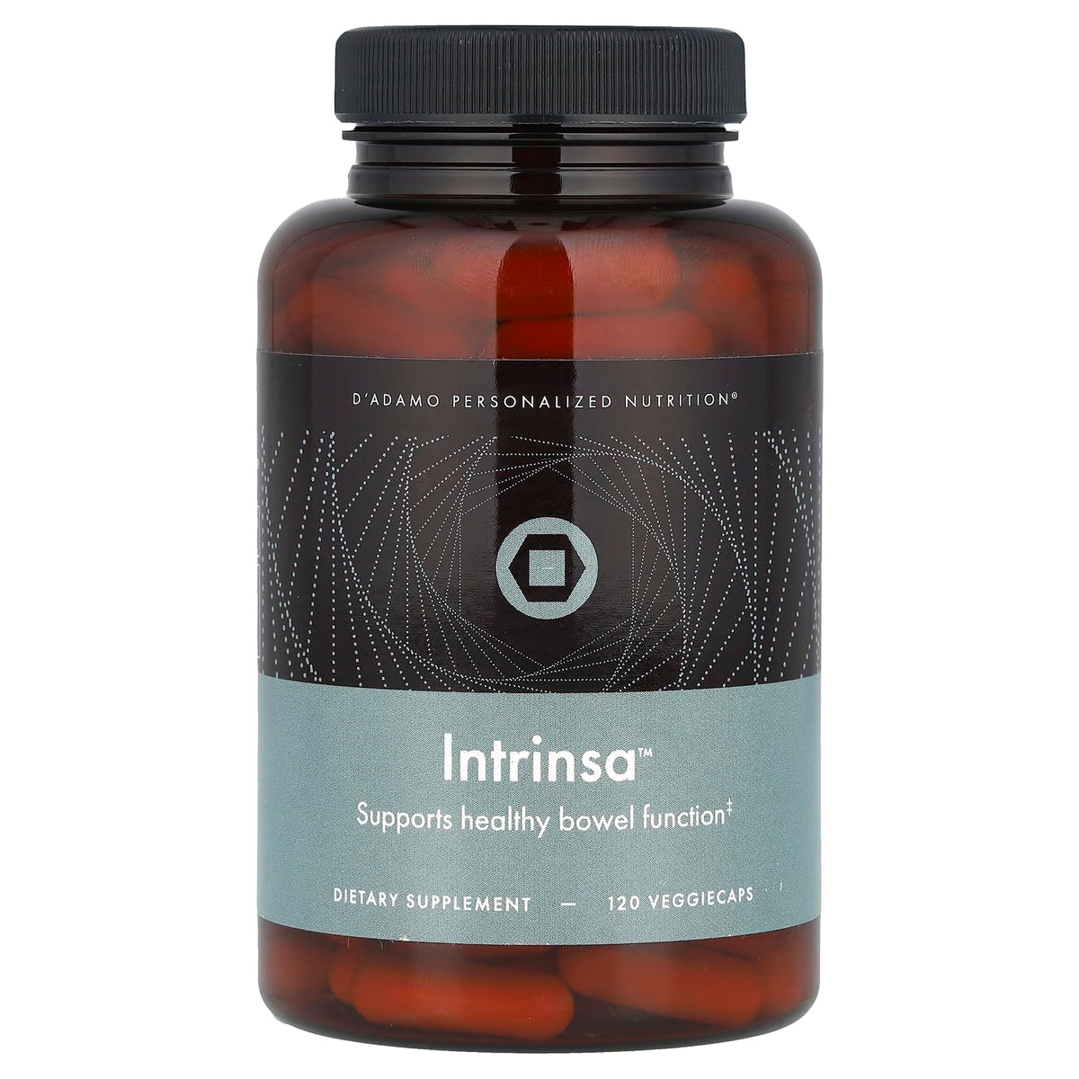 D'Adamo Intrinsa bottle front view for daily bowel health support