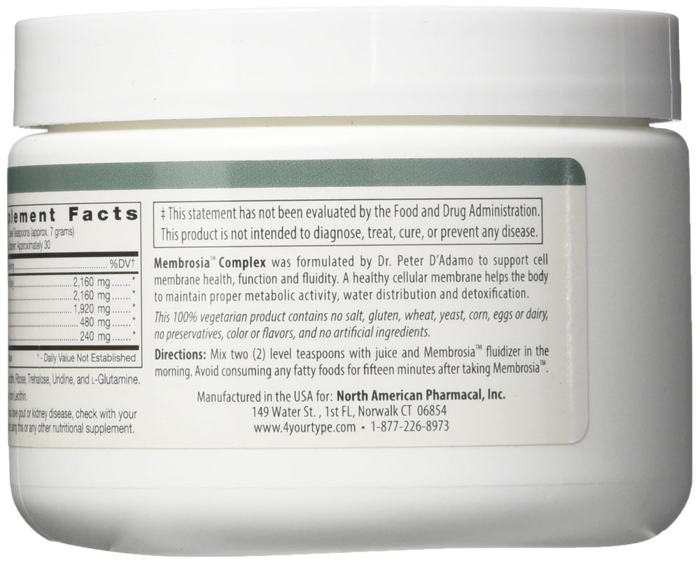 Close-up of Membrosia Complex label highlighting cell function support.