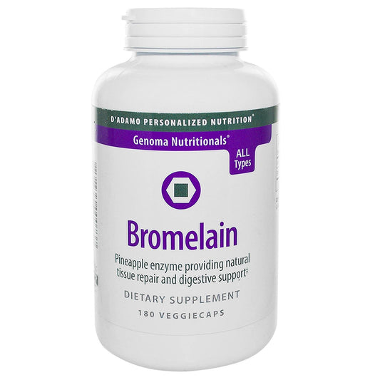 D'Adamo Nutrition Bromelain 180c bottle on display suggesting digestive support after meals.