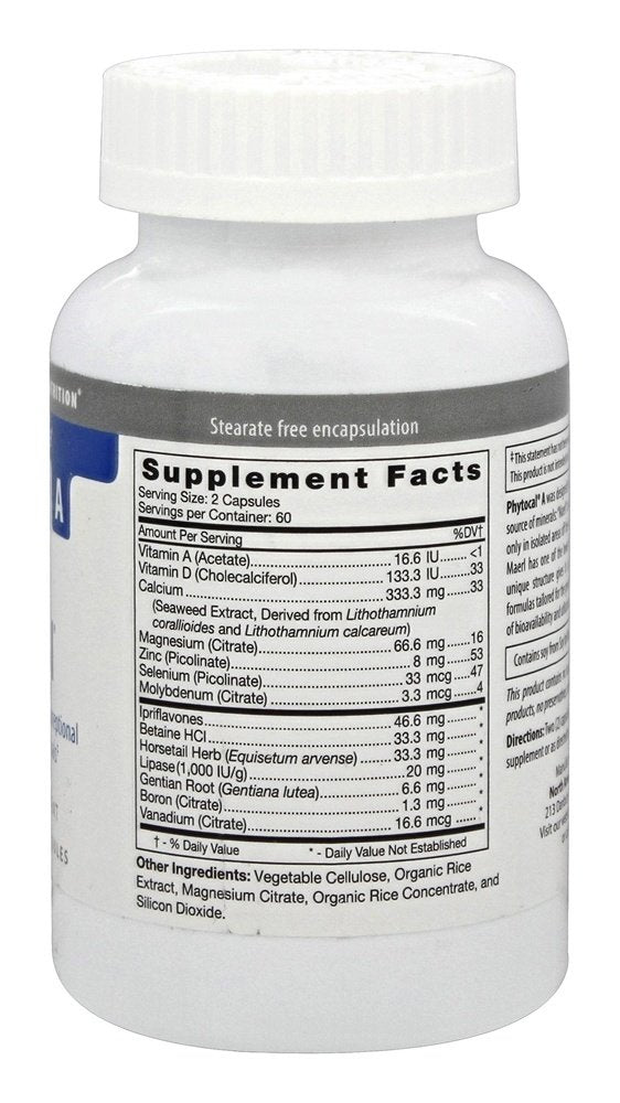 D'Adamo Phytocal A 120 Vcaps capsules close-up emphasizes purity and quality.
