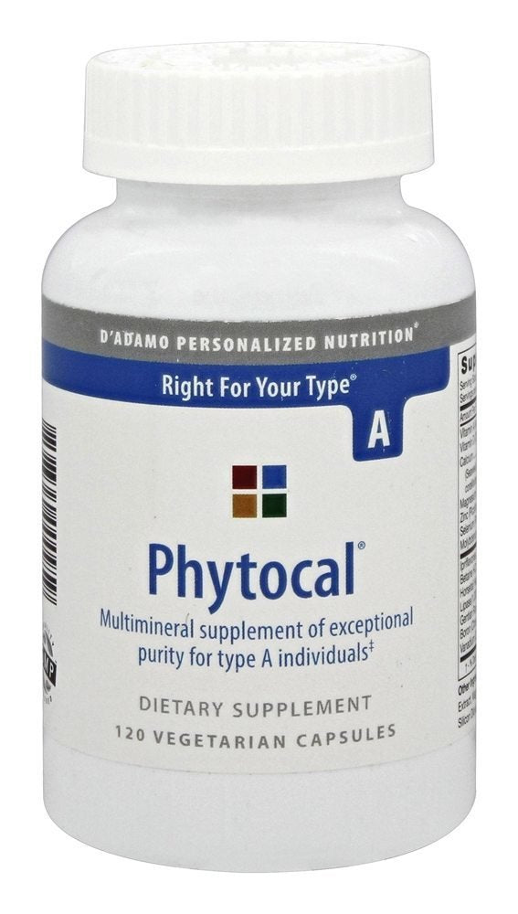 D'Adamo Phytocal A 120 Vcaps pour scene showing easy access to capsules.