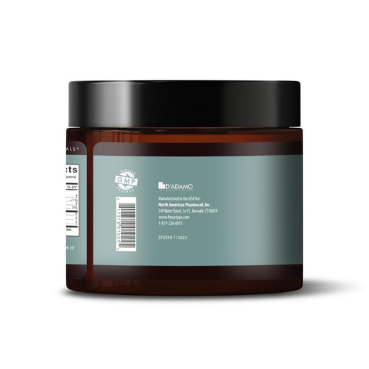 D'Adamo Genoma Trehalose Complex label ingredients show a vegetarian formula.