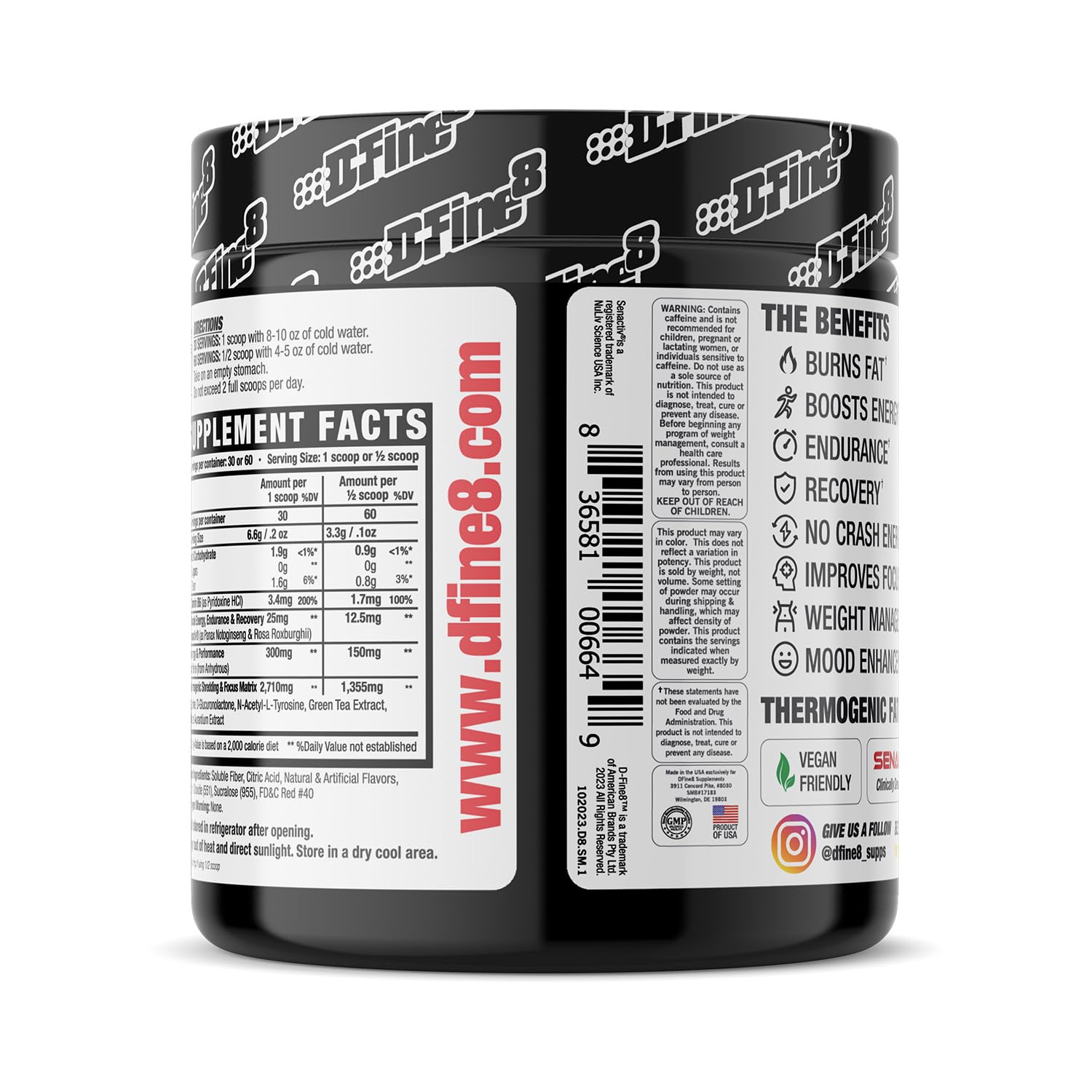 D-Fine8 strawberry mango flavor packaging suggesting refreshing energy during training.
