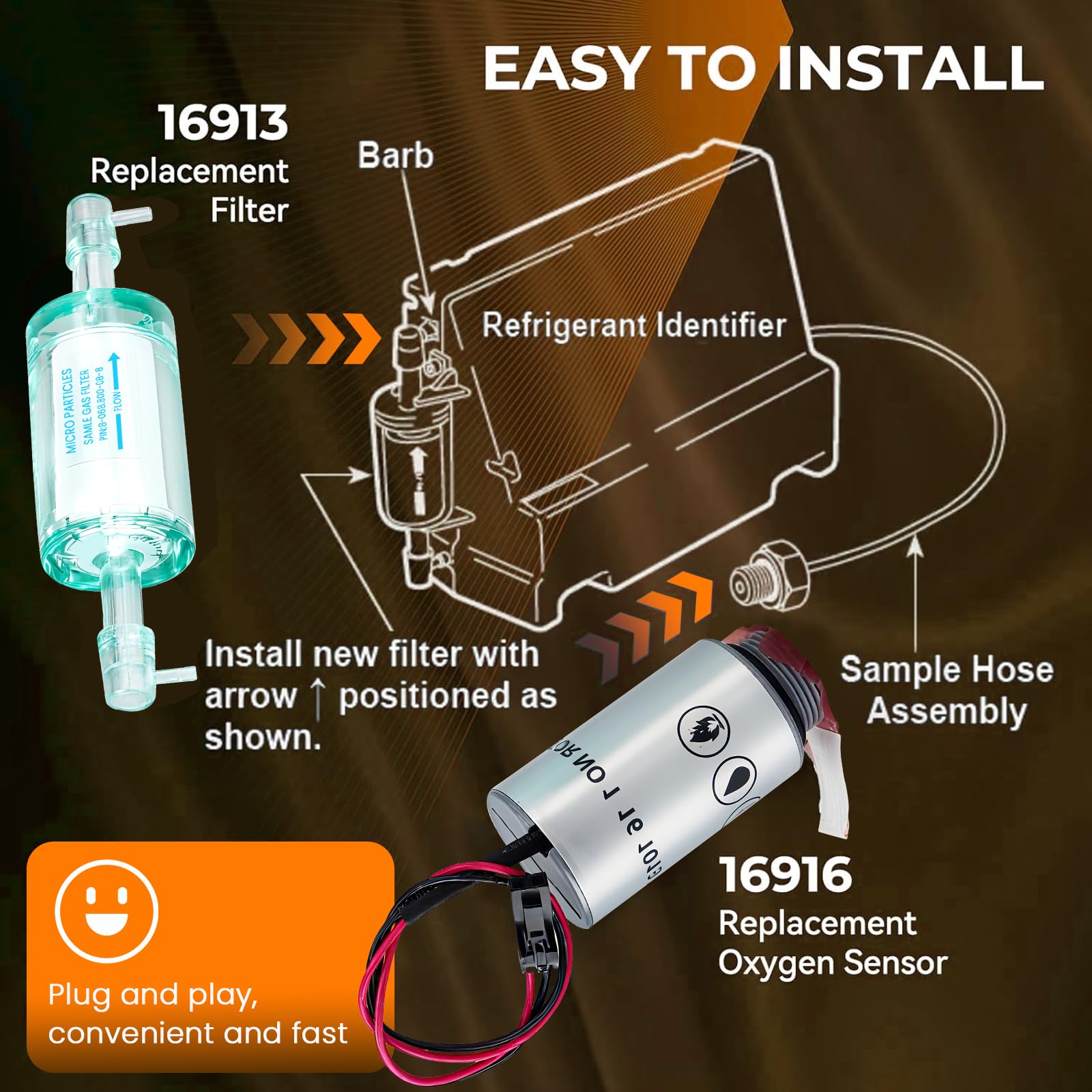 D-Lumina refrigerant-identifier support with sensor pairing supports diagnostics.