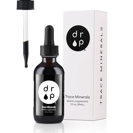 D R P Organic Trace Minerals Drops bottle for mineral-rich hydration