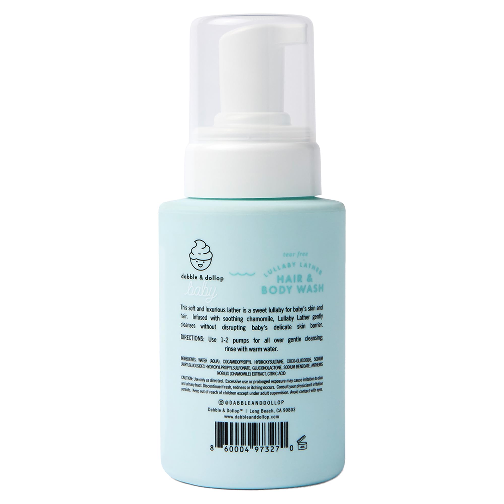 Dabble & Dollop Lullaby Lather pH 5.5 badge signals skin-friendly balance.