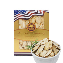 DABC OAK LAND American ginseng slices box 4oz for tea and cooking.